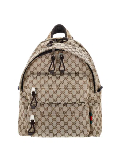 Gucci Logo Medium Backpack In Beige