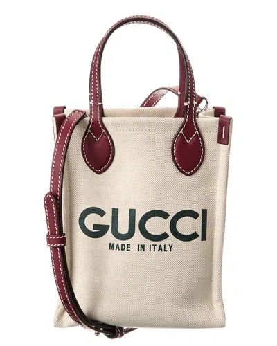 GUCCI GUCCI LOGO MINI CANVAS & LEATHER TOTE