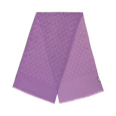 Pre-owned Gucci Logo Monogram Scarf 'lilac/pink' | Purple | Women's Size Onesize