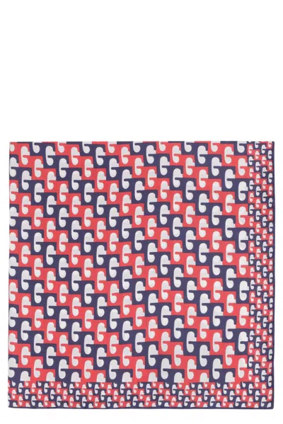 Gucci Logo Monogram Twill Foulard In Blue