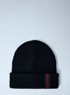 Gucci Men Logo Motif Beanie Hat In Black
