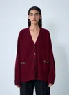 Gucci Wool And Cashmere V-necked Cardigan In Burgundy