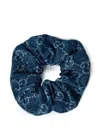 Gucci Logo-motif Denim Scrunchie In Blue