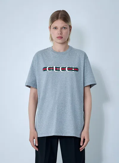 Gucci Logo Motif T-shirt In Gray