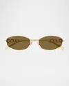 Gucci Logo Oval Metal Sunglasses In Gold