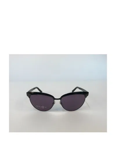 Gucci Logo Oval Sunglasses In Black