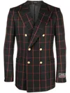 Gucci Double-breasted Check Blazer Multicolor In Schwarz