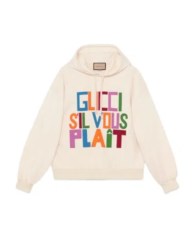 Gucci Logo-patch Cotton Hoodie In White