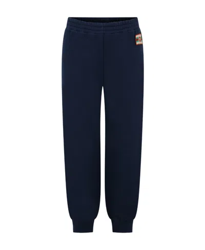 Gucci Logo-patch Cotton Track Pants In Blue