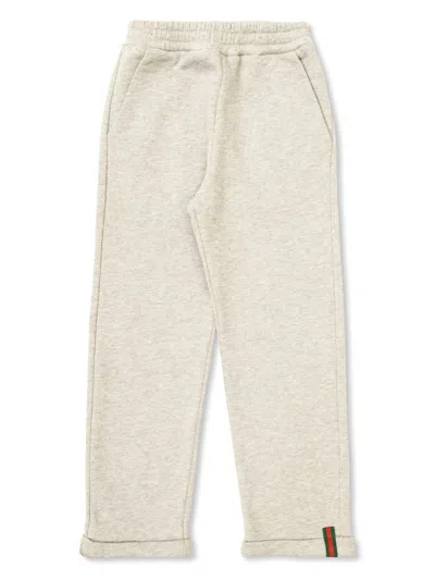 Gucci Kids' Logo-patch Cotton Track Trousers In Grey