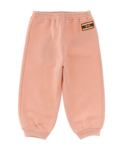 Gucci Logo-patch Cotton Track Pants In Pink