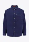 Gucci Logo Patch Denim Shirt In Blue