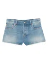 Gucci Faded Effect Cotton Denim Shorts In Blue