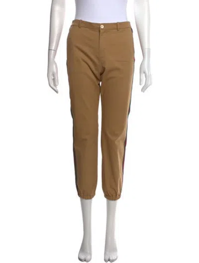 Pre-owned Gucci Kids' Logo Patch Gabardine Web Trimmed Trouser Pant In Neutrals