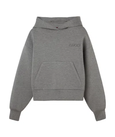 Gucci Logo-patch Hoodie In Gray