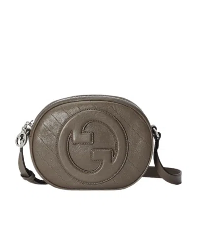 Gucci Logo-patch Leather Shoulder Bag In Brown
