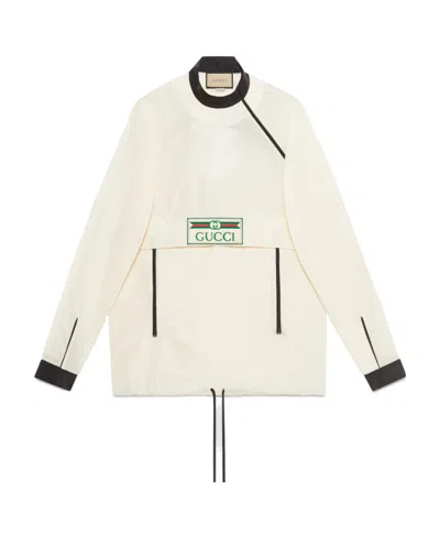 Gucci Logo Patch Nylon Sweatshirt In Neutral