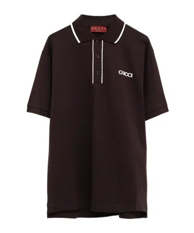Gucci Logo-patch Polo Shirt In Black