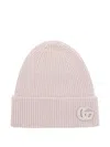 Gucci Logo-patch Ribbed Beanie Hat In Pink