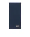 Gucci Logo-patch Ribbed-knit Scarf In Blue