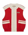 Gucci Logo-patch Round-neck Gilet In Red