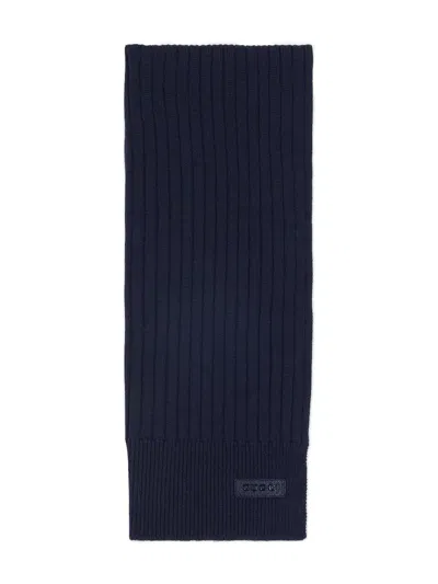Gucci Logo-patch Scarf In Blue