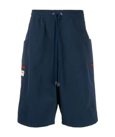 Gucci Logo Patch Track Shorts In Blue