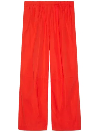 Gucci Skater Poplin Cotton Trousers In Orange