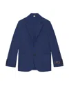 Gucci Logo-patch Wool Blazer In Blue
