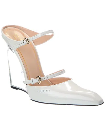 Gucci Logo Patent Pump In White