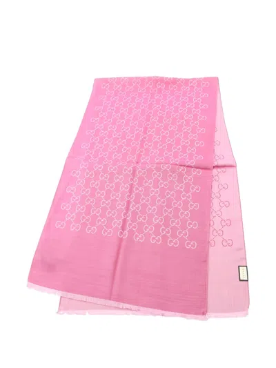 Pre-owned Gucci Logo-pattern Scarf In Pink