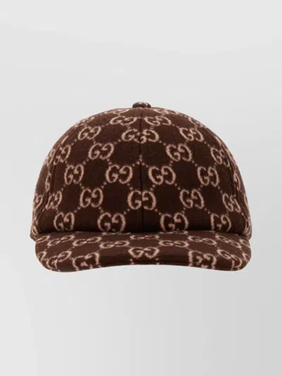 GUCCI LOGO PATTERN WOOL BASEBALL CAP