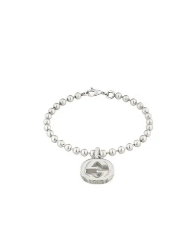 Gucci Logo Pendant Bracelet In White