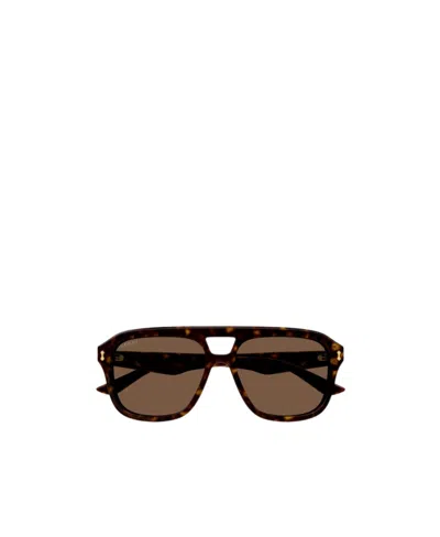 Gucci Logo Pilot-frame Sunglasses In Black