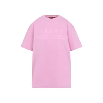 Gucci Printed Logo T-shirt In Pink