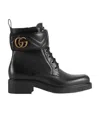 Gucci Womens Black Gg Marmont Round-toe Leather Ankle Boots In Black