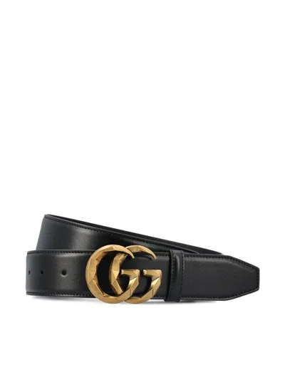 Gucci Logo Plaque Belt In Black