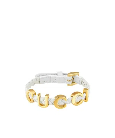 Gucci Logo-plaque Bracelet In White