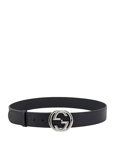 Gucci Logo Plaque Buckled Belt In Black