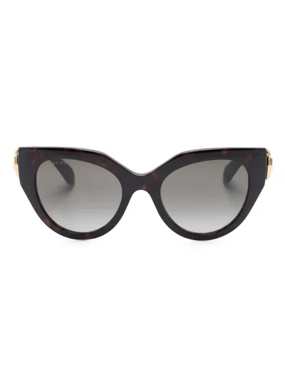 Gucci Logo-plaque Cat Eye-frame Sunglasses In Brown