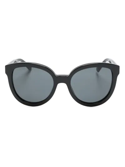 Gucci Logo-plaque Cat-eye Sunglasses In Black