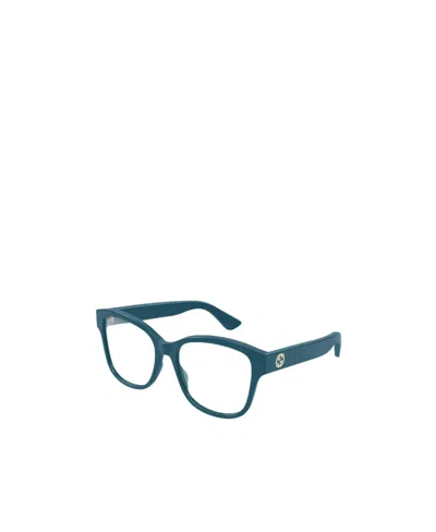 Gucci Logo-plaque Detail Glasses In Blue