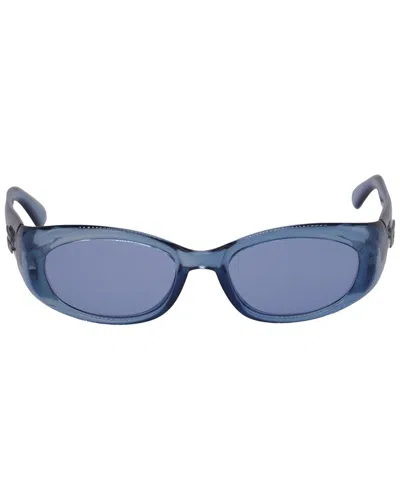 Gucci Logo-plaque Gg2432/s Oval-framed Sunglasses (authentic Pre-loved) In Blue