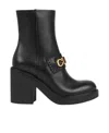 Gucci Womens Black Horsebit Block-heel Leather Ankle Boots In Black