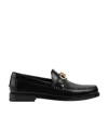 Gucci Leather Sneakers With Gold-tone Logo Strap In Black