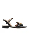 Gucci Interlocking G-logo Leather Sandals In Black