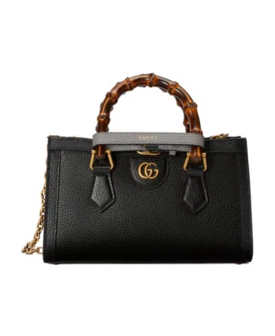 Gucci Logo-plaque Leather Tote In Black