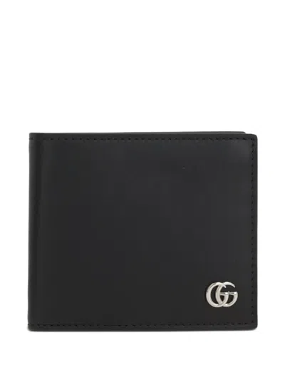 Pre-owned Gucci Logo-plaque Leather Wallet In Black
