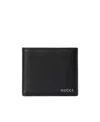 Gucci Black Bi-fold Wallet With Logo Detail In Hammered Leather Man In Black