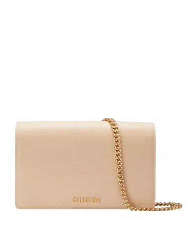 Gucci Logo-plaque Leather Wallet In Nude